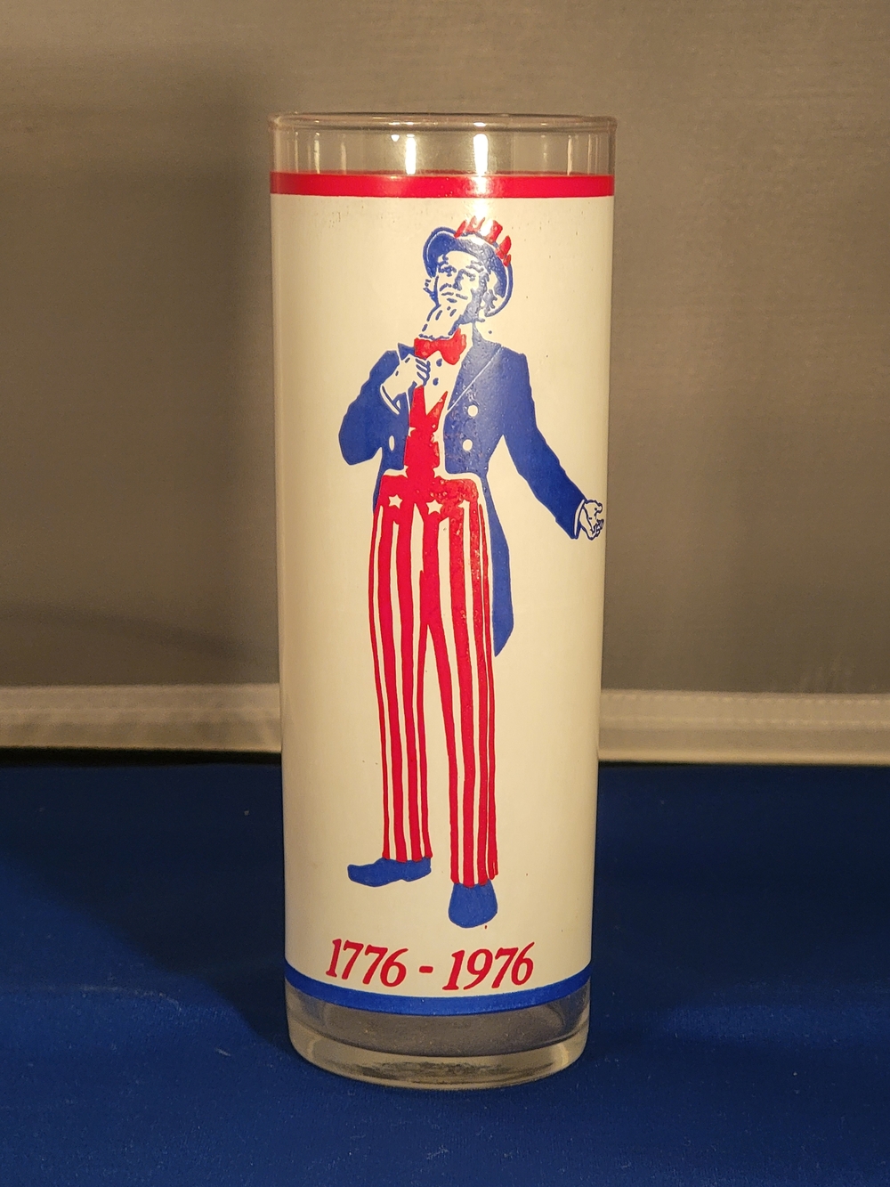 Vintage 1776-1976 Uncle Sam Tall Glass - Red, White & Blue,And 1960 All America